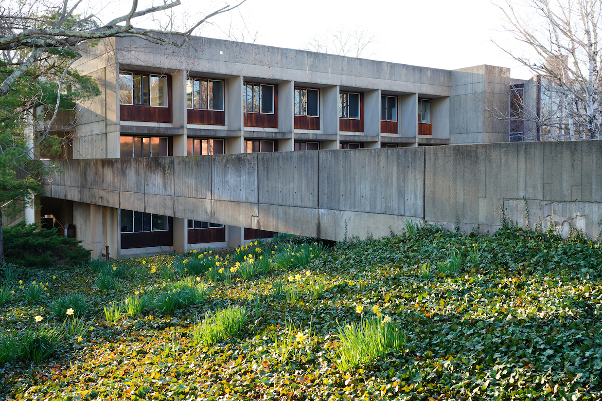 a brutalist campus building at princeton.