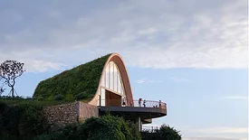 Arched, earth-covered pavilion 