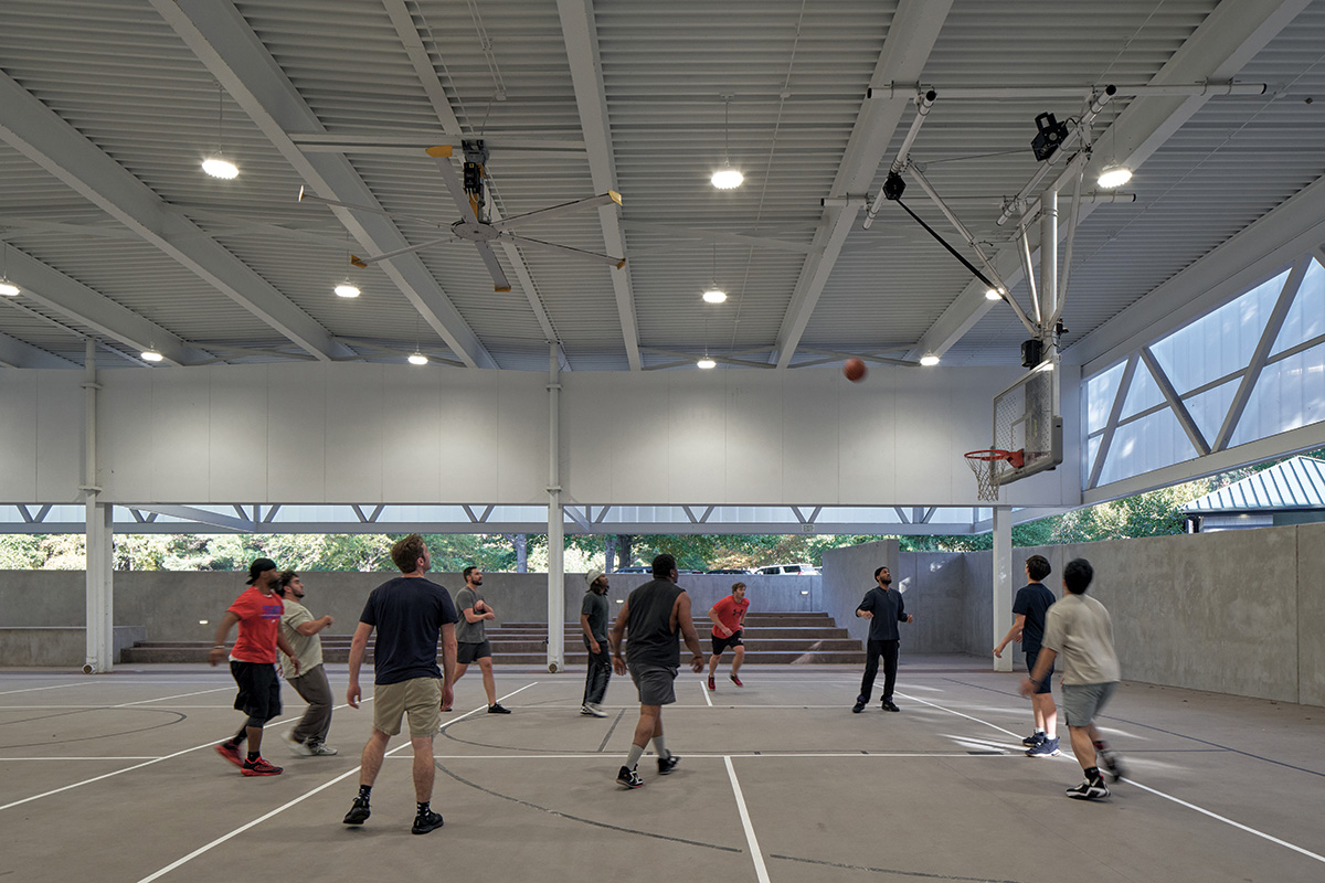 Interior covered court at Baileywick Park.