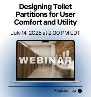 Designing Toilet Partitions for User Comfort and Utility - Free Webinar - July 14, 2026