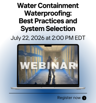 Water Containment Waterproofing: Best Practices and System Selection - Free Webinar - July 22, 2026