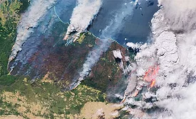 The Copernicus Sentinel-2 satellite captured this image of smoke and flames from bushfires in Australia on December 31, 2019.