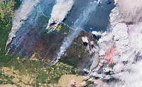 The Copernicus Sentinel-2 satellite captured this image of smoke and flames from bushfires in Australia on December 31, 2019.