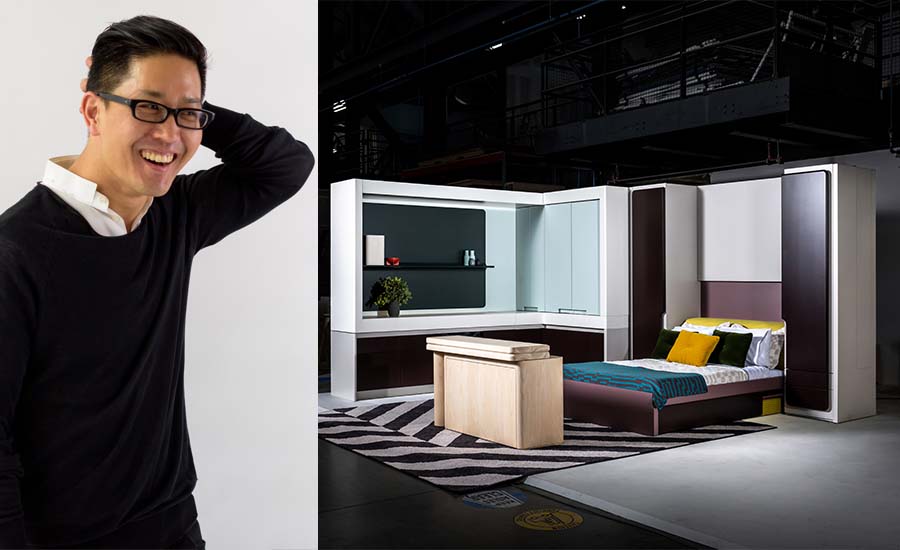 Architect Michael K. Chen (left) designed Micro Living a concept apartment (right) for manufacturer Häfele America.
