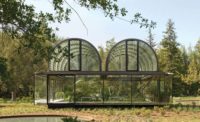 Two glass-brick vaults form the roof of the Pirque Greenhouse.