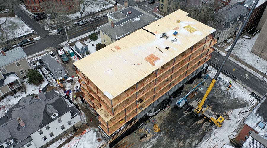 RISD North Hall's steel and cross-laminated timber construction.