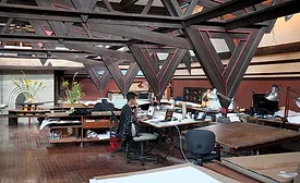 A student works at Taliesin's campus near Spring Green, Wisconsin.