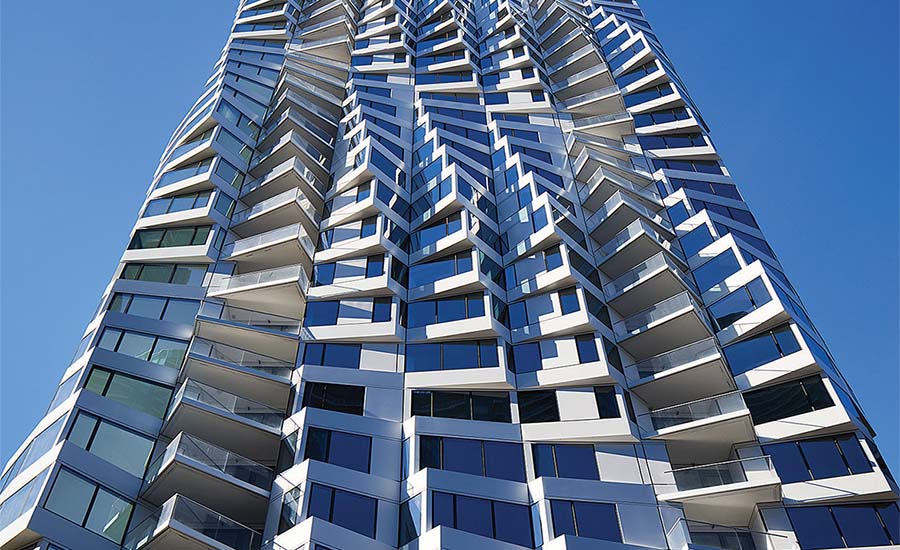 Studio Gang’s twisting new 39-story Mira residential tower.
