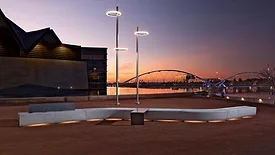 Ring Lights and Ribbon Bench.
