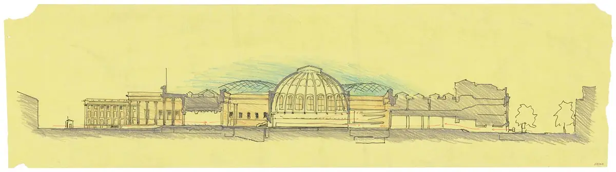 Norman Foster Sketch of Great Court at British Museum.