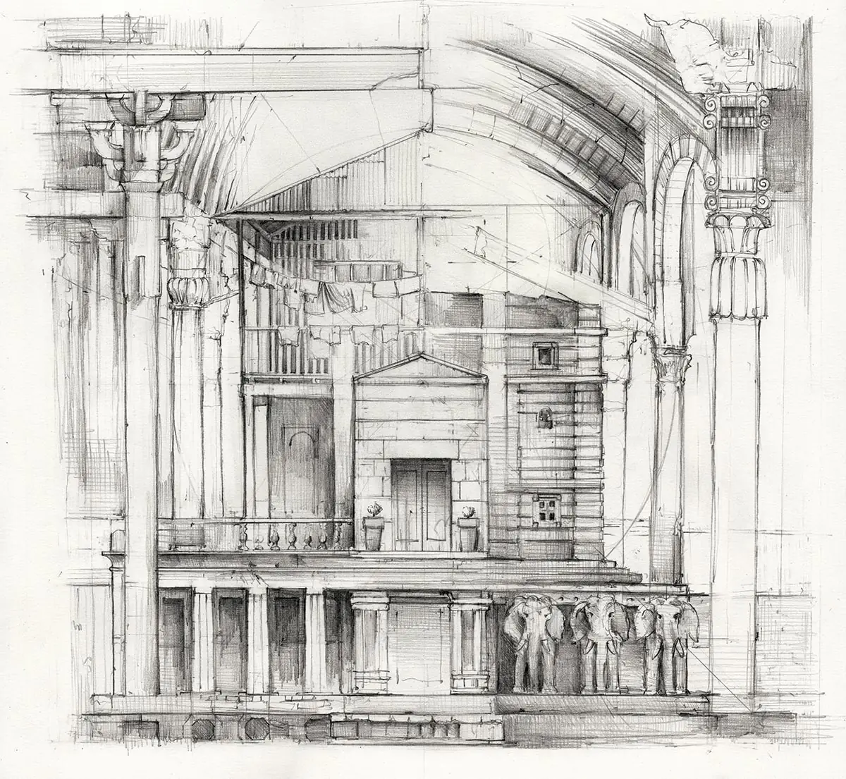 Classical architecture sketch.