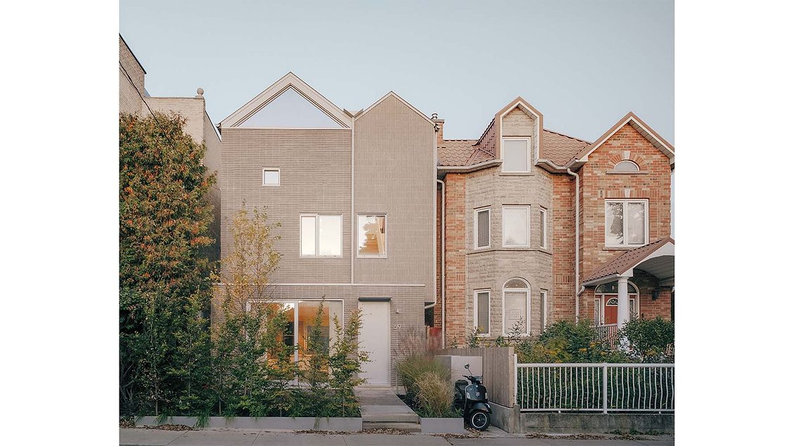 StudioAC Orients Bricks to Suggest the Inner Workings of a Gabled Rowhouse in Toronto