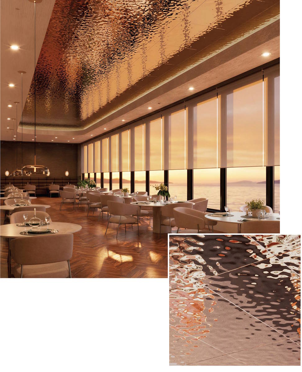 Ruelo rippled stainless-steel panel by Arktura