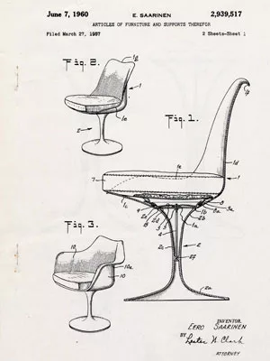 Patent drawing for pedestal chairs