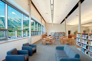 aspen middle colorado study studio case balcony surrounding lobby adjacent cafeteria offers landscape