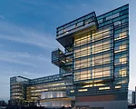 Next to the Van Wyck Expressway in Queens, the architect's revamp of a maintenance and refueling station for Department of Transportation vehicles includes a monitoring station with a shape and facade