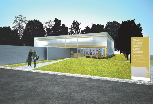 Garrison gave animals prime window space both to lure would-be adopters and to allow daylighting. 