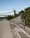 Designed by Michael van Valkenburgh Associates, Brooklyn Bridge Park's 85 acres will eventually span the East River waterfront near the Brooklyn Bridge. A 'stairway to nowhere' is a great spot for tak