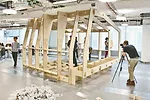 Components of the WikiHouse building system by London based 00:/ can be downloaded and “printed” using a CNC milling device and then assembled. The firm has built five prototypes s