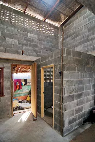 Collective Studio's $2,500 Modified House is one of six types that the firm developed for Trapyan Anchang, a village on the outskirts of Phnom Penh, Cambodia. Every model in the series provide