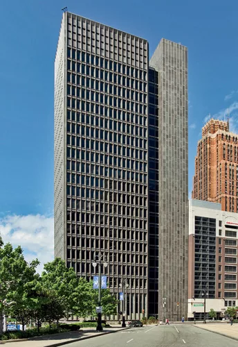 A 1960s-era tower and former bank headquarters, 1001 Woodward is filling up with high-tech companies.