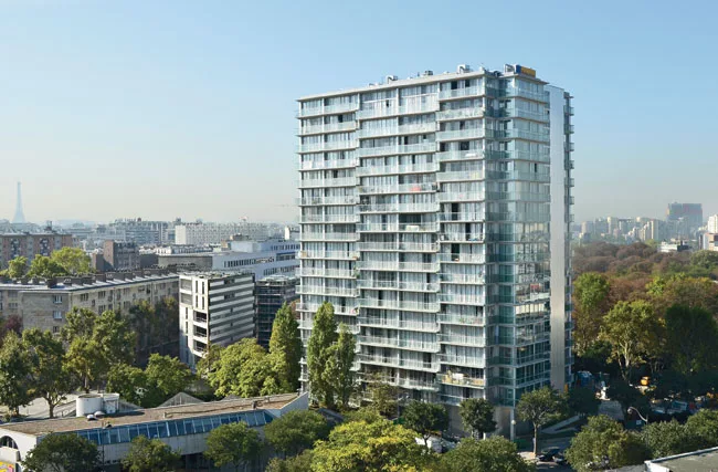 Sliding screens, operable windows, and solar curtains now animate Bois-le-Pr'tre's exterior.