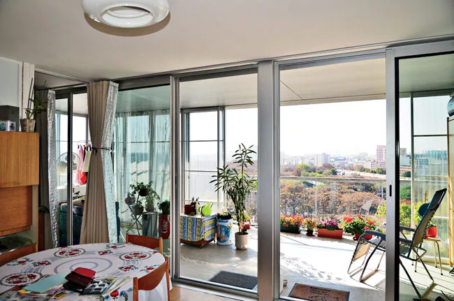 The renovation approach added 242 square feet of usable space to a typical one-bedroom apartment without modifications to the building's interior.