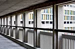 One of Park Hill's key features is its open corridors, or 'streets in the sky,' which occur every three floors.
