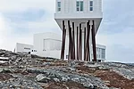 Like many local houses, the Fogo Island Inn sits on piles (“shores,” in local parlance) to reduce its impact on the land. 
