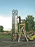 The winner of the University at Buffalo's Hive City competition, Elevator B provides a new home for a colony of honeybees relocated from an abandoned office building. The 22-foot-tall stee