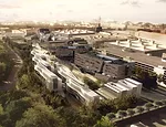Bird’s eye rendering of the campus.