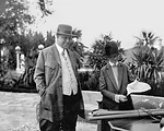 William Randolph Hearst confers with Morgan during construction of the Hearst Castle in San Simeon in 1926. According to biographer Sara Boutelle, Morgan made 558 trips to the site between 1919 and 19