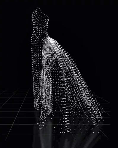 DS+R used handheld 3-D scanners to translate James’s dresses, such as the the <em>Butterfly Ball Gown</em>, into digital models.