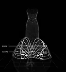 The <em>Lampshade Evening Dress</em> is supported by concentric and transverse boning.