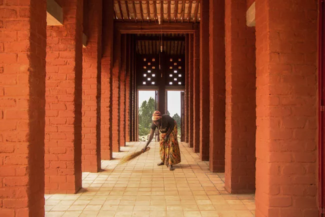 The covered porch. 