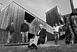 From left: Richard Whitaker, Donlyn Lyndon, Charles Moore, and William Turnbull in front of Condo One at the time of the AIA Twenty-five Year Award.