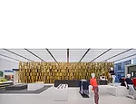  Revisiting the original 1950s scheme of Bunshaft's building, the architects restored the Harry Bertoia screen and mimicked the luminous ceiling, since replaced, with double-skinned acrylic diffusing 