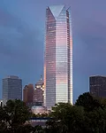 Devon Energy Center employs such sustainable strategies as remediation of a brownfield site, green roofs on the podium, an advanced building-management system, floor-to-ceiling low-E insulated glass w