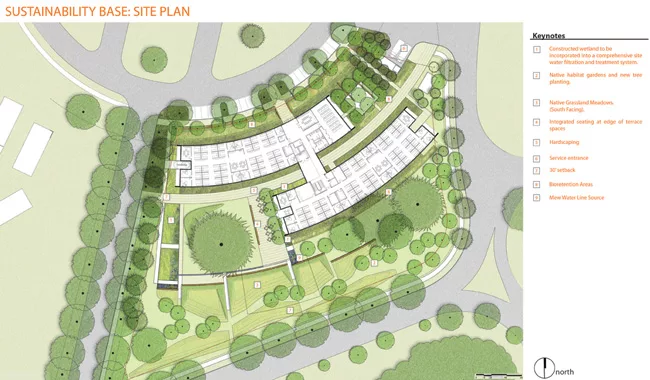 Site Plan<p><a href='/features/GDGB/2014/images/NASA-Sustainability-Base-William-McDonough-Partners-15.pdf' target='_blank'><strong>Click here</strong></a> to view drawing in PDF format.</p>