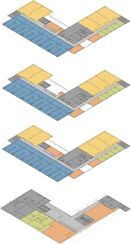 Color-coded floor plans