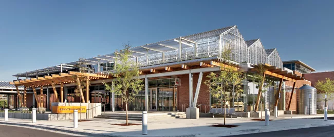 The LEED Gold'certified Grand Rapids Downtown Market employs a geothermal system to refrigerate food storage and heat its greenhouse.