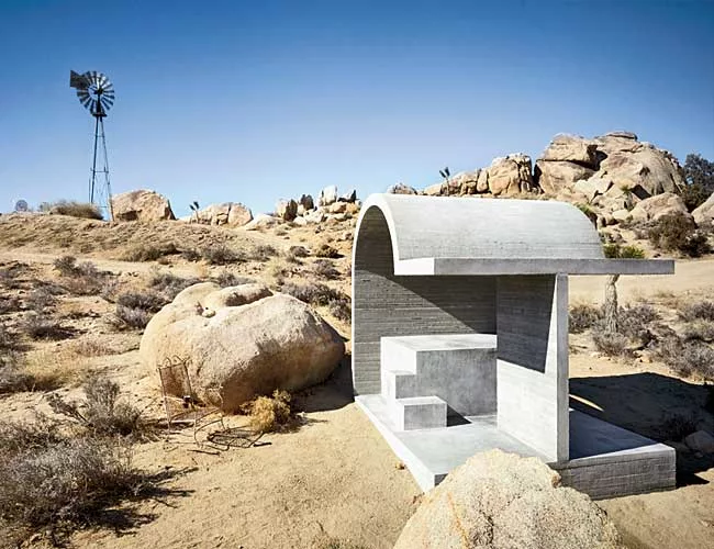 Arata Isozaki has designed three concrete desert pavilions called Obscured Horizon for a family. Each structure addresses a particular season: the enclosed pavilion (1) is designated for the winter; t