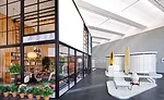  All 1,869 objects from the 1949 Eames House living room in Pacific Palisades were reassembled in this full-scale replica of that room. The 1954 patio chaise is by Walter Lamb, the cabanas by  by Hodg