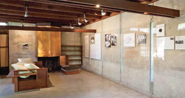 At the MAK Center show, presented in the house and studio on Kings Road where Esther McCoy worked as a draftsperson for R.M. Schindler, you can leaf through her writings.