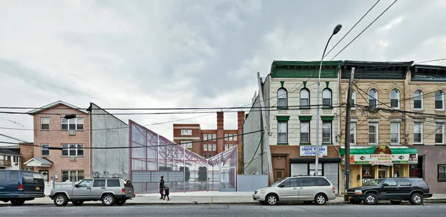 Abruzzo Bodziak Architects has applied the pop-up model to urban agriculture; its design for a hydroponic greenhouse is intended to temporarily fit into the vacant lots that dot low-income nei
