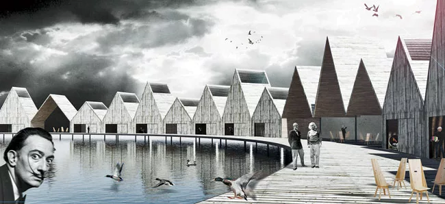 In 2012, architects Paul Dieterlen, Jorge Ruiz Boluda, and Agustín Durá Herrero envisioned a motley crew of guests for an “Inspiration Hotel” conceptual design competition in Spa