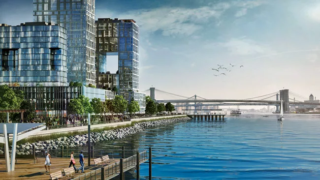 A rendering of Seaport City in Lower Manhattan.