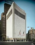 Preservationists failed to save the crumbling neo-Venetian marble facade of New York’s 2 Columbus Circle (pictured in 1964), designed originally as the Huntington Hartford museum by Edward Durel