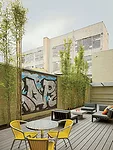 To compensate for small apartment size, 38 Harriet Street  includes ample communal space, such as this patio.