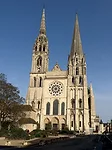 Chartres Cathedral’s west front is well known for its two spires, reflecting very different styles of early- and late-Gothic architecture.